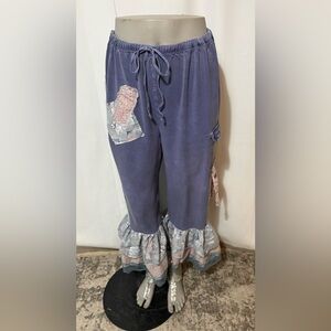 Vtg Bloomers Shabby Boho Lace Rayon Draw String Waist Pantaloon Fit Small-Medium